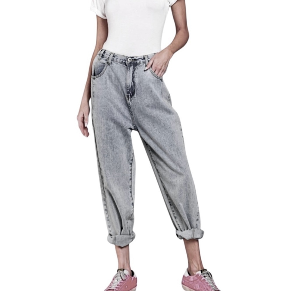 POL Washed Black Denim Boyfriend Jeans Relaxed Fit Straight Leg Size S,M,L New! - Picture 7 of 16